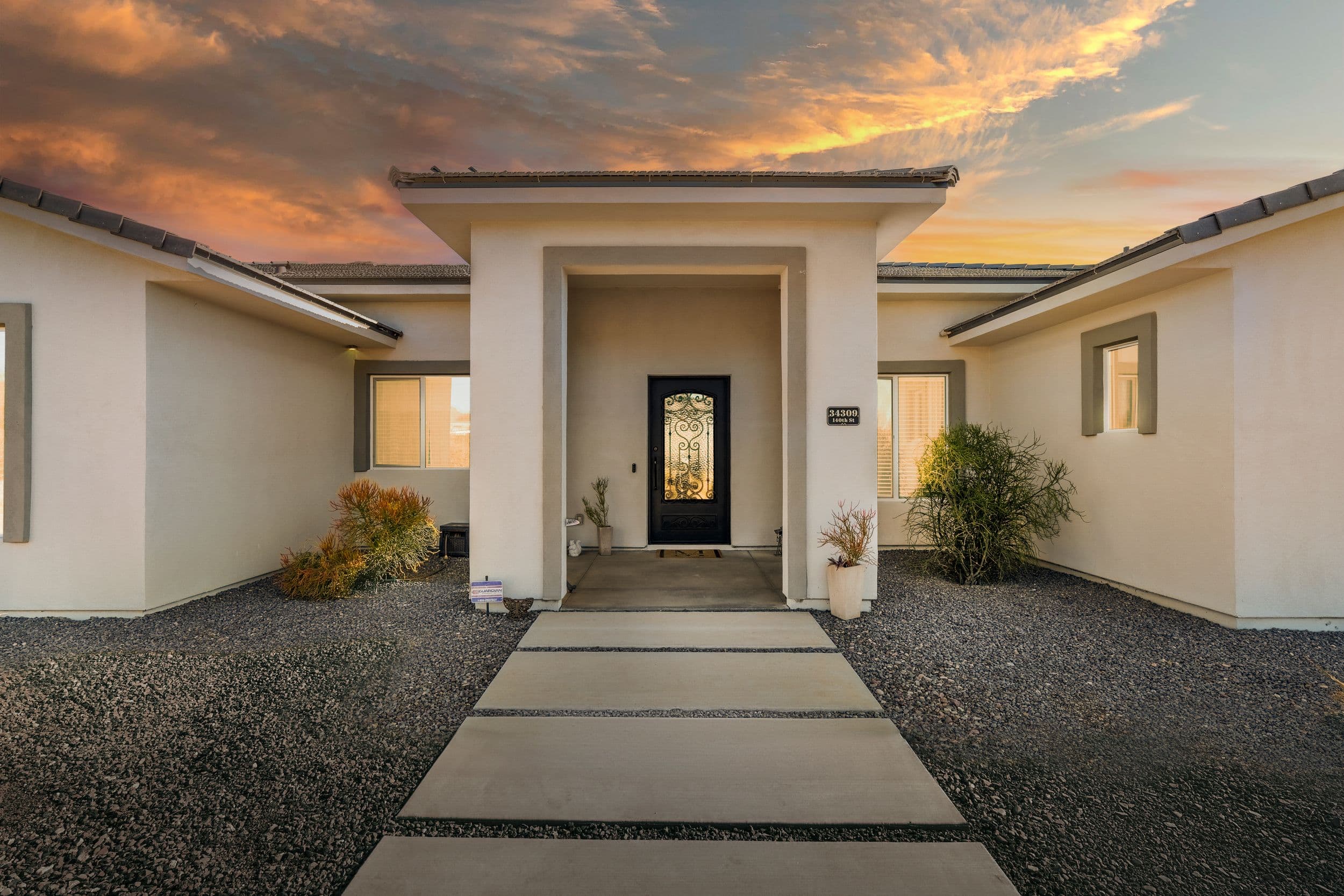 Luxury property exterior at twilight